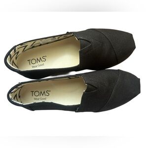 TOMS Black Canvas Alpargata Slip-On Flats Women’s Size 6.5